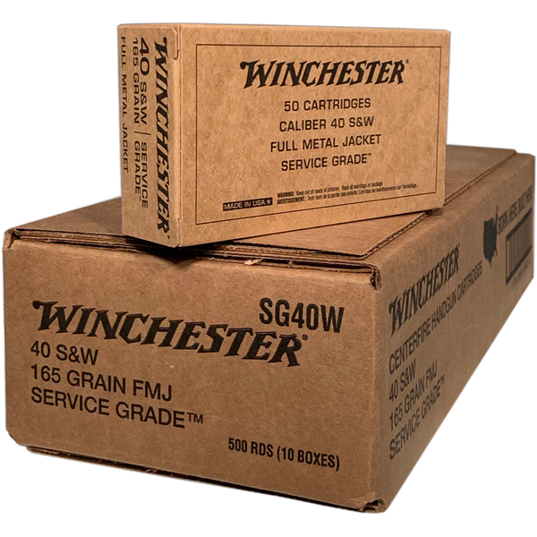 40 S&W - Winchester Service Grade 165 Grain FMJ 500 Round Case