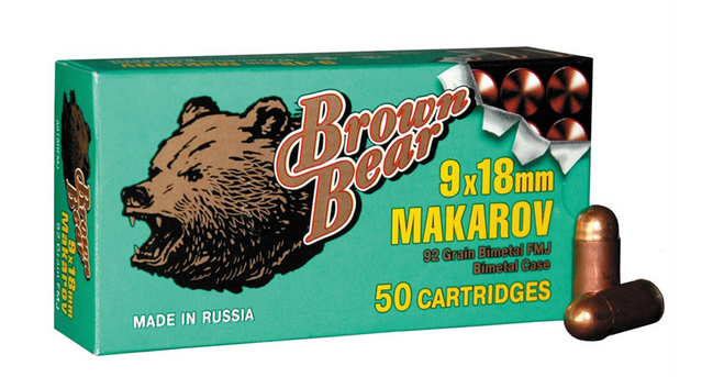 Brown Bear, 9x18mm Makarov, FMJ, 94 Grain, 500 Rounds