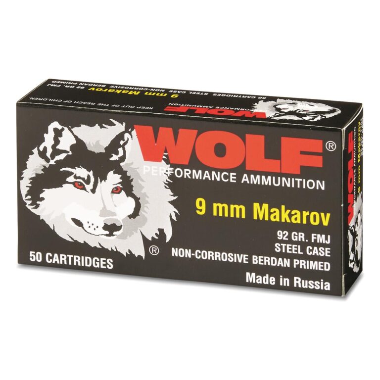 Wolf, 9x18mm Makarov, FMJ, 92 Grain, 500 Rounds