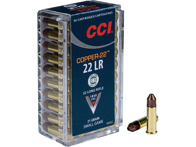 CCI Copper-22 Ammunition 22 Long Rifle 21 Grain Copper Hollow Point Lead-Free