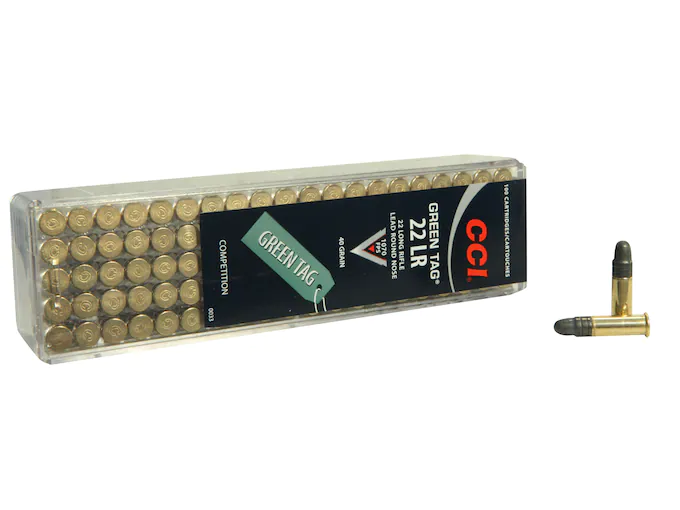 CCI Green Tag Competition Ammunition 22 Long Rifle 40 Grain Lead Round Nose