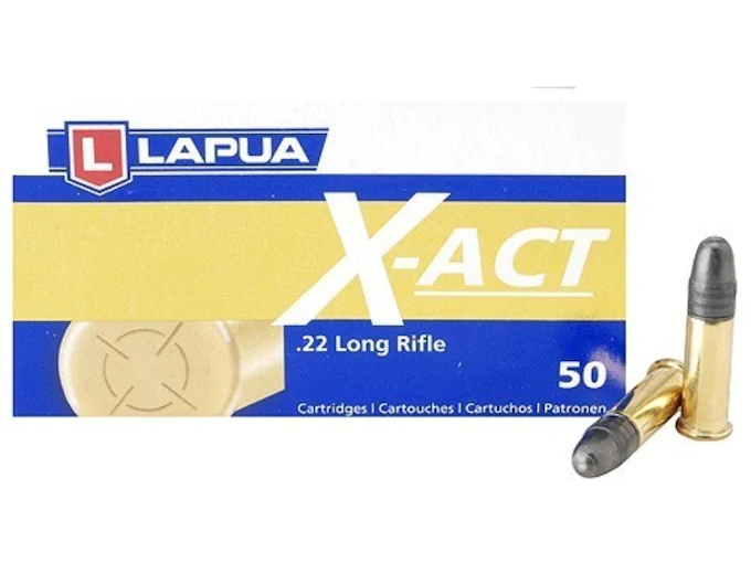 Lapua X-Act Ammunition 22 Long Rifle 40 Grain Lead Round Nose Box of 50