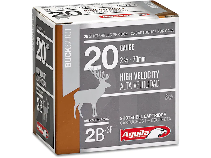 Aguila High Velocity Ammunition 20 Gauge 2-3:4″ #2 Buckshot 15 Pellets