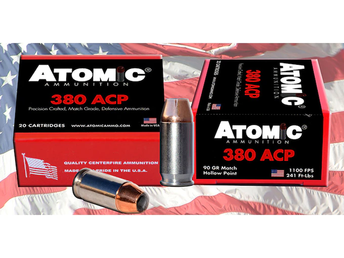Atomic Ammunition 380 ACP 90 Grain Jacketed Hollow Point Box of 20