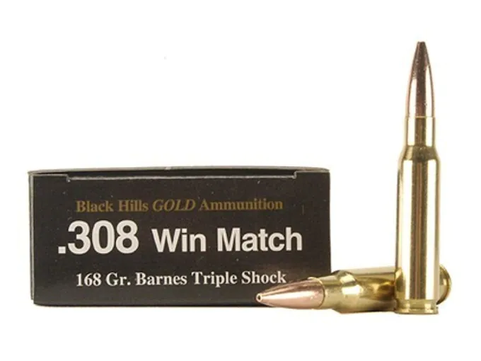 Black Hills Gold Ammunition 308 Winchester 168 Grain Barnes TSX Hollow Point Boat Tail Lead-Free Box of 20