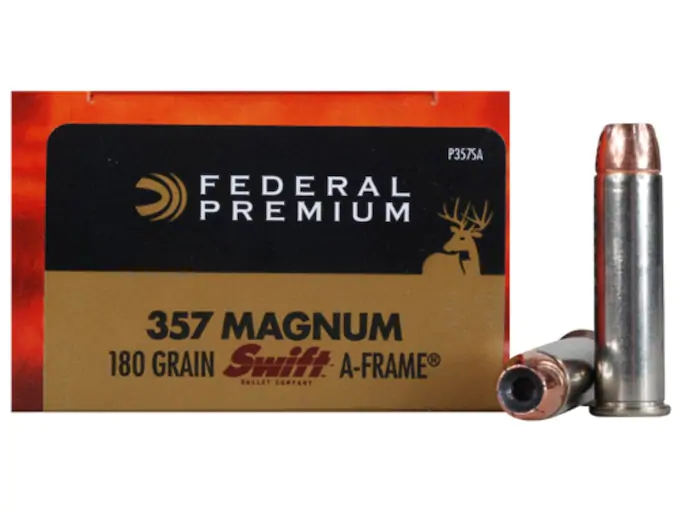 Federal Premium Ammunition 357 Magnum 180 Grain Swift A-Frame Jacketed Hollow Point Box of 20