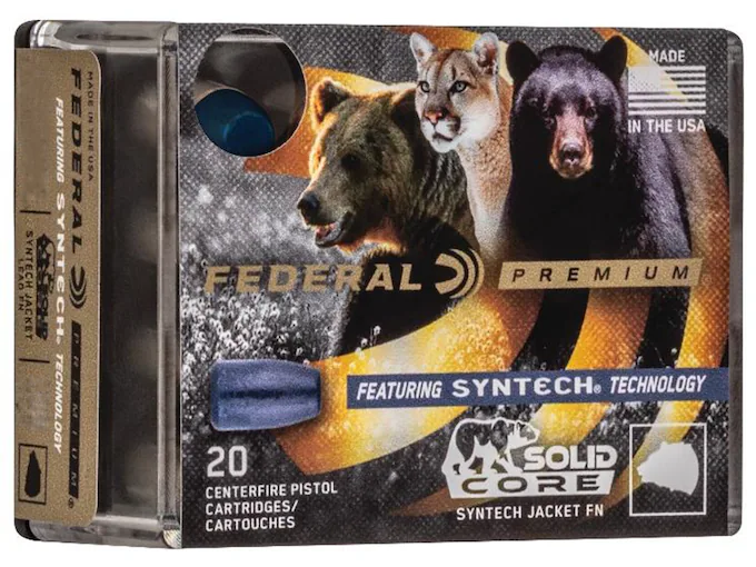 Federal Syntech Solid Core Ammunition 357 Magnum 180 Grain Total Synthetic Jacket Hard Cast Flat Nose Box of 20