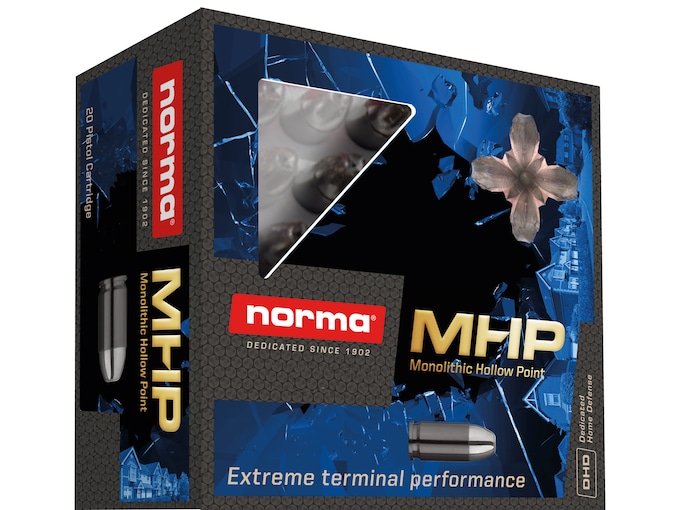 Norma Home Defense MHP Ammunition 380 ACP 85 Grain Solid Hollow Point Lead Free Box of 20
