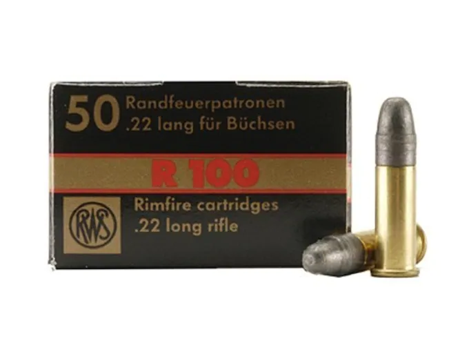 RWS R-100 Ammunition 22 Long Rifle 40 Grain Lead Round Nose