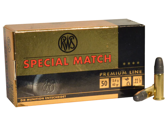 RWS Special Match Ammunition 22 Long Rifle 40 Grain Lead Round Nose