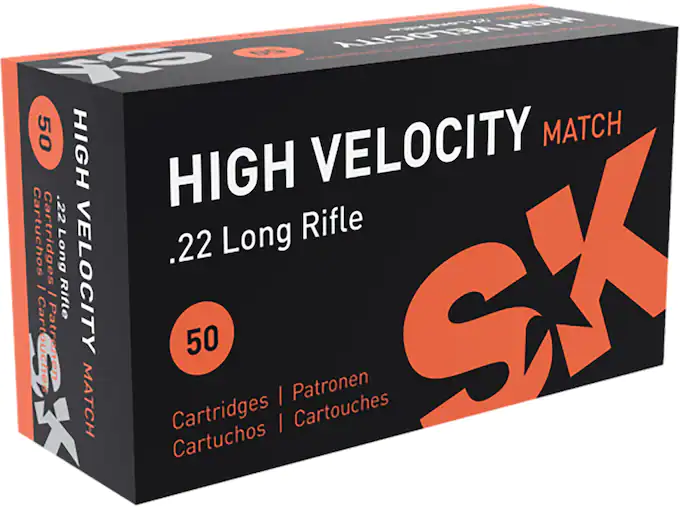 SK High Velocity Match Ammunition 22 Long Rifle 40 Grain Lead Round Nose