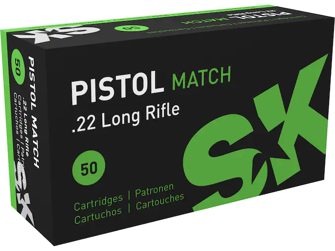 SK Pistol Match Ammunition 22 Long Rifle 40 Grain Lead Round Nose